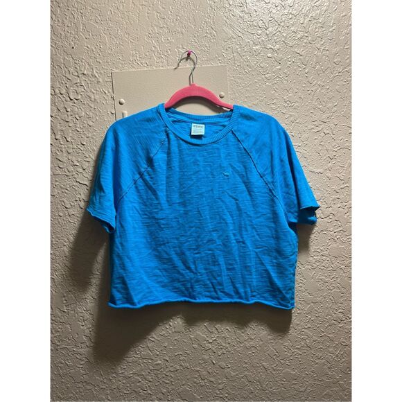 PINK By Victoria’s Secret Blue Cropped T-Shirt Woman’s Size Small - Picture 1 of 7